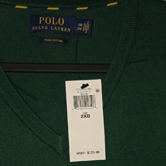 Ralph Lauren Classic Green Pima Cotton Sweater